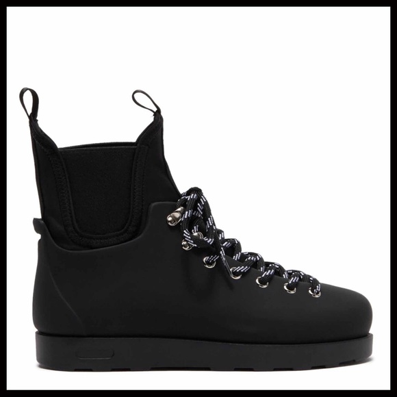 JEFFREY CAMPBELL ANKLE BOOTS LACE UP WATERPROOF BLACK BOOTIES A2C - Picture 3 of 12